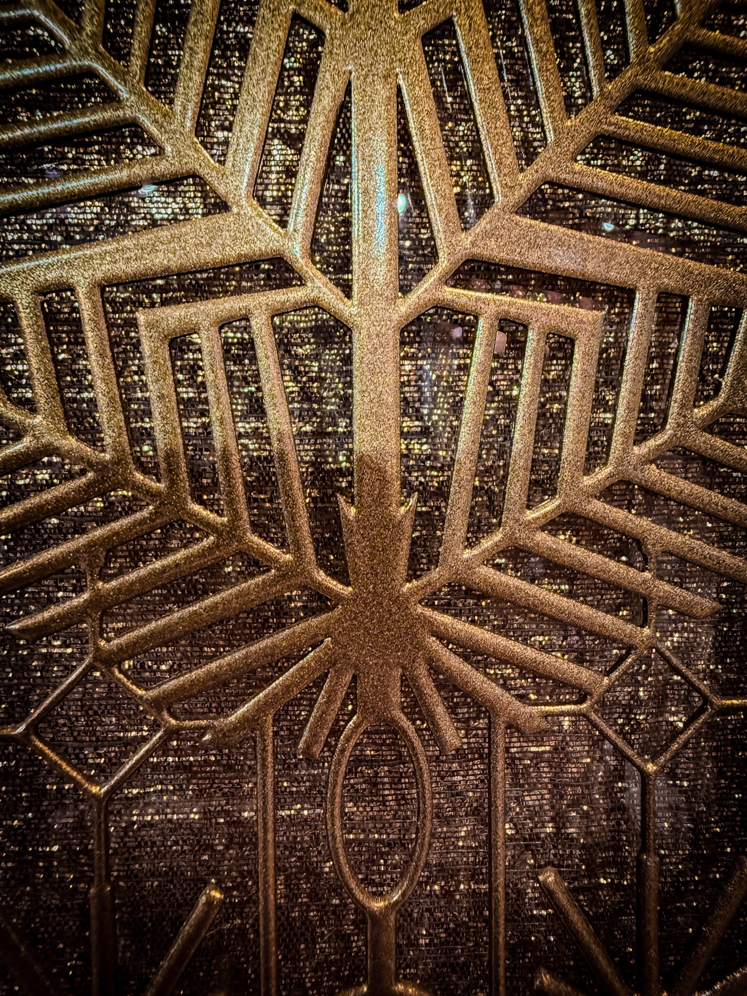 Gold leaf metal embroidery close-up
